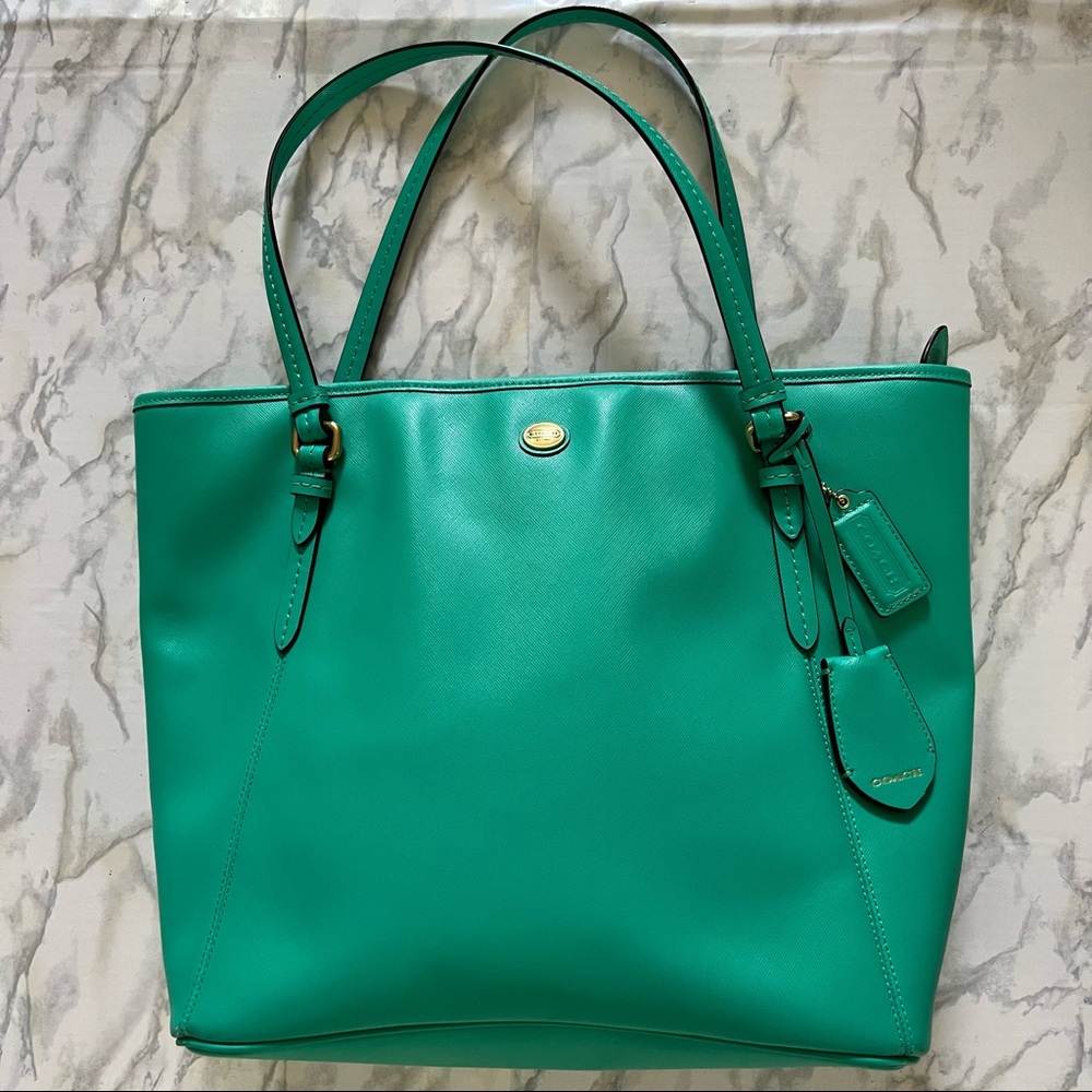 Like New pretty teal Coach tote!